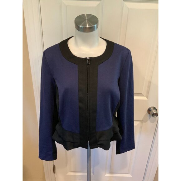 Sandro Sport Blue & Black Colorblock Zip-Up Jacket, Size M NWT! - Picture 1 of 5